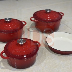 Cast Iron Stockpot  Red Color Cookware Set 4piece