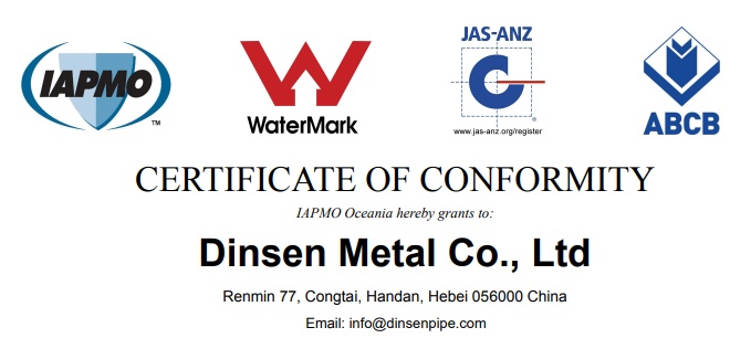 DINSEN Earns Australian Watermark Certification for Cast Iron Pipes & Fittings