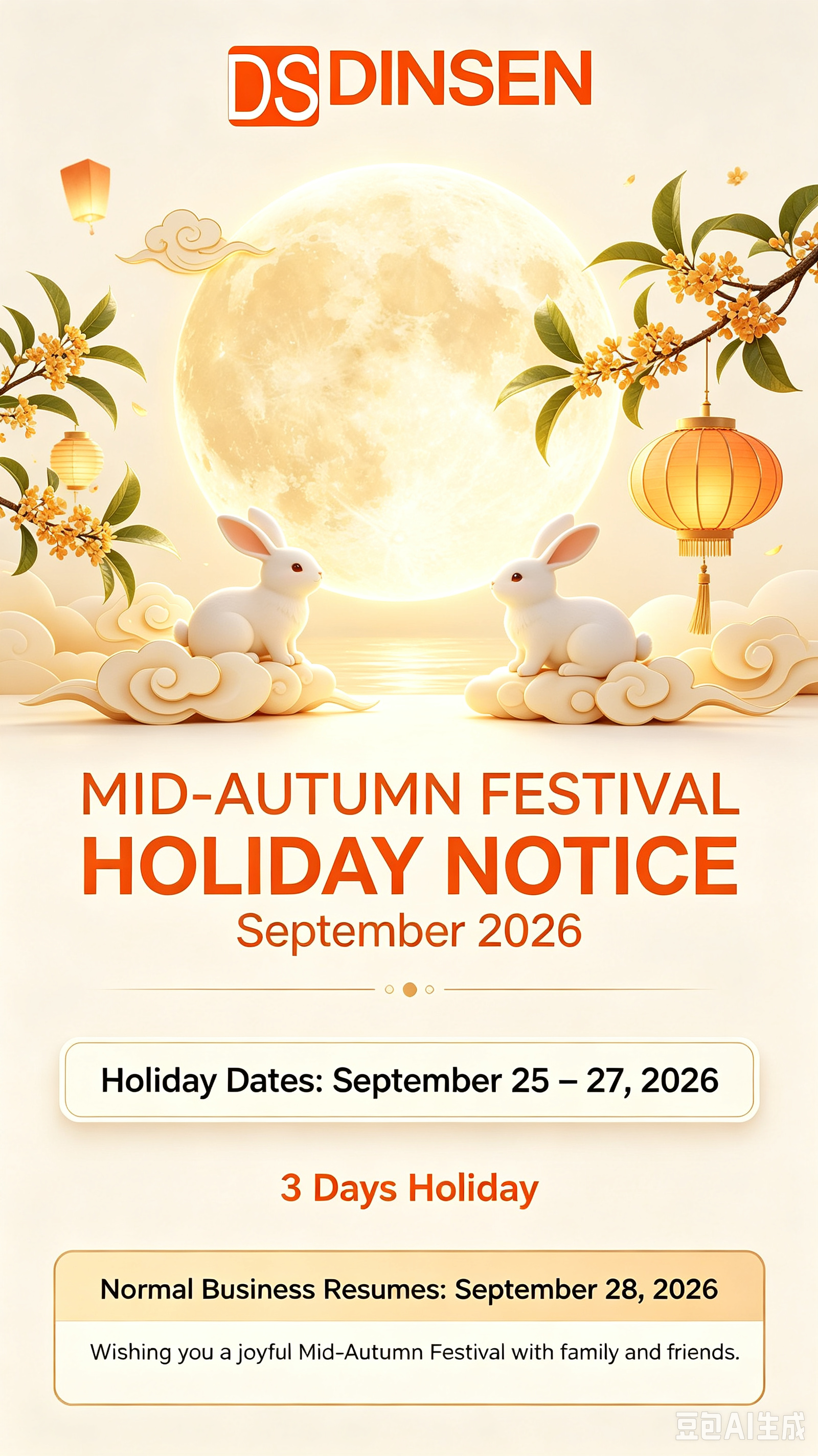 DINSEN Announces Mid-Autumn Festival Holiday