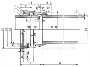 cross-sectional view ductile iron socket and spigot fitting